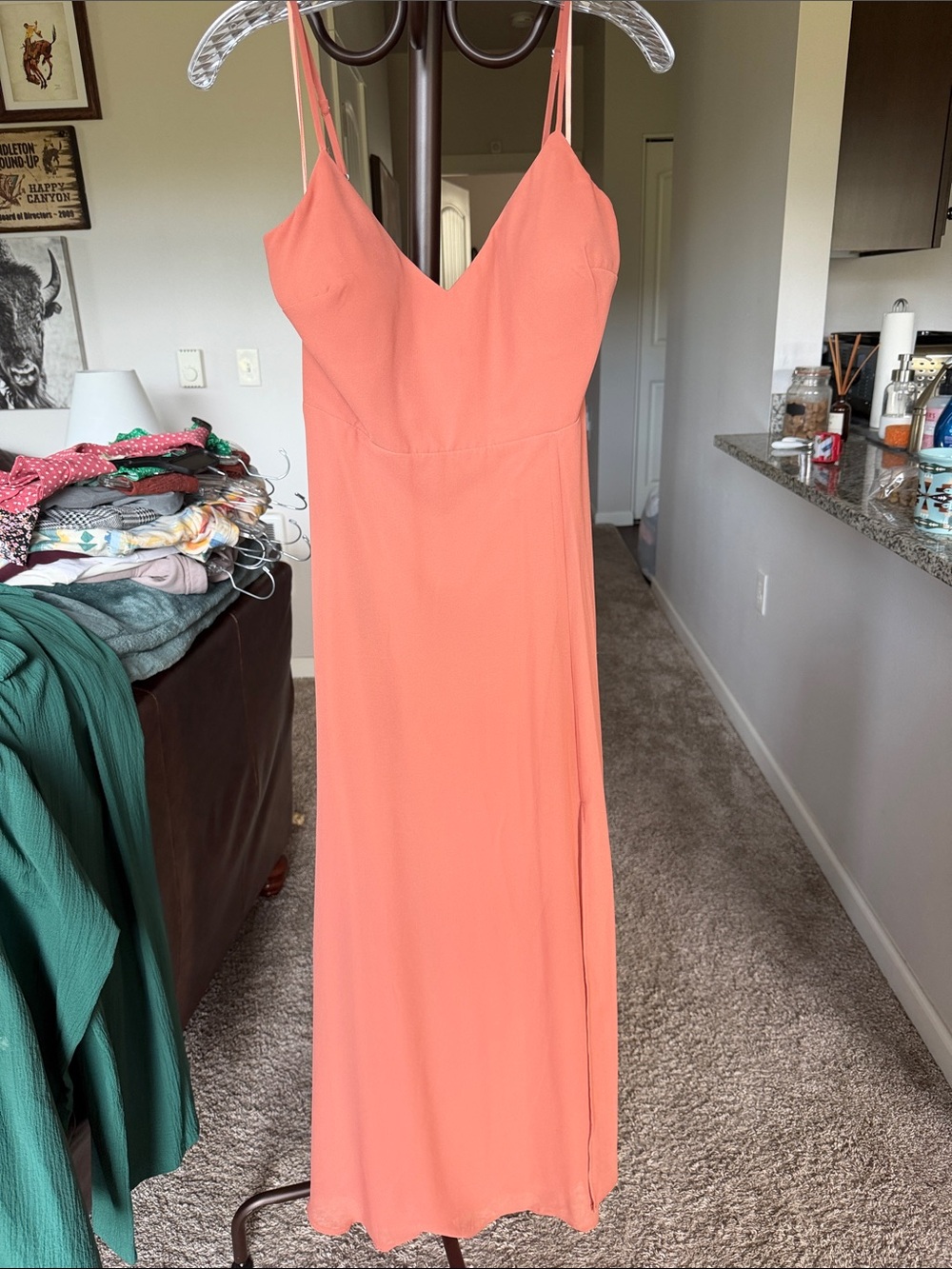 Women's Terracotta Spaghetti-Strap Maxi Dress